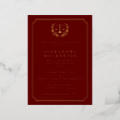 Red JD Law School Graduation Party Foil Invitation (Standing Front)