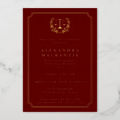 Red JD Law School Graduation Party Foil Invitation (Front)