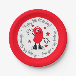 Red Jelly Bean Birthday Party Paper Plate