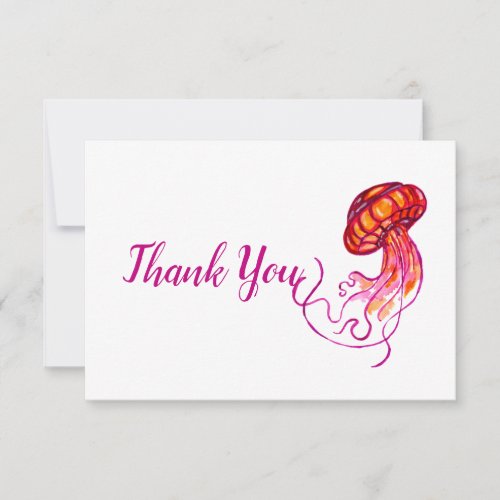 Red Jellyfish Thank you Card