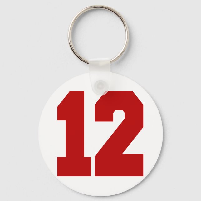 Red Jersey Number 12 Keychain (Front)