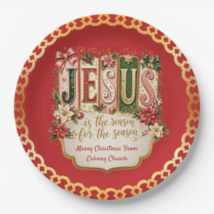 Red Jesus is the Reason for the Christmas Season Paper Plates