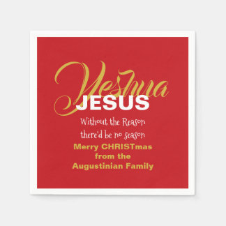 Red JESUS REASON SEASON Christmas Paper Napkins