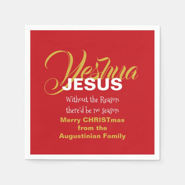 Red JESUS REASON SEASON Christmas Paper Napkins (Front)