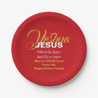Red JESUS REASON SEASON Christmas Paper Plates