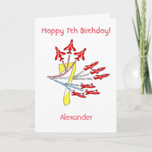 Red Jet Planes - 7th Birthday Card
