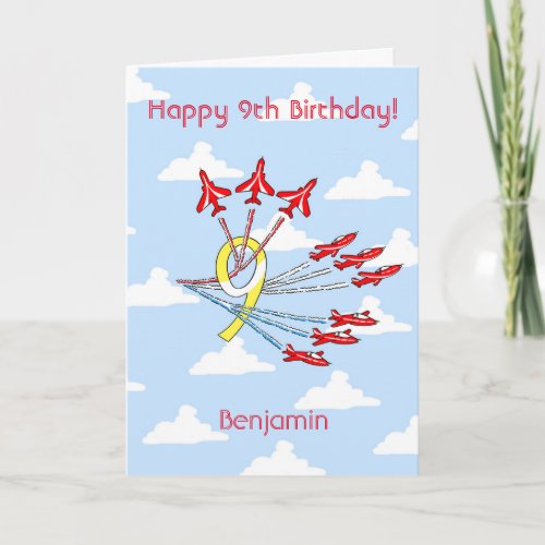Red Jet Planes _ 9th Blue Sky Birthday Card