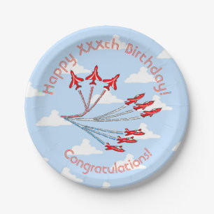 Red Jet Planes Blue Sky Paper Plates, 17.8 cm Plates