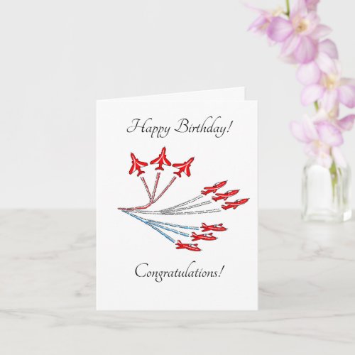 Red Jet Planes Customizable Birthday Card