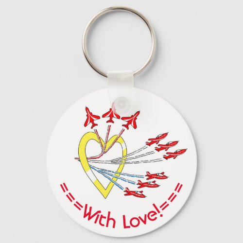 Red Jet Planes Heart Key Ring