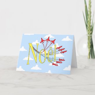 Red Jet Planes Noel Holiday Card