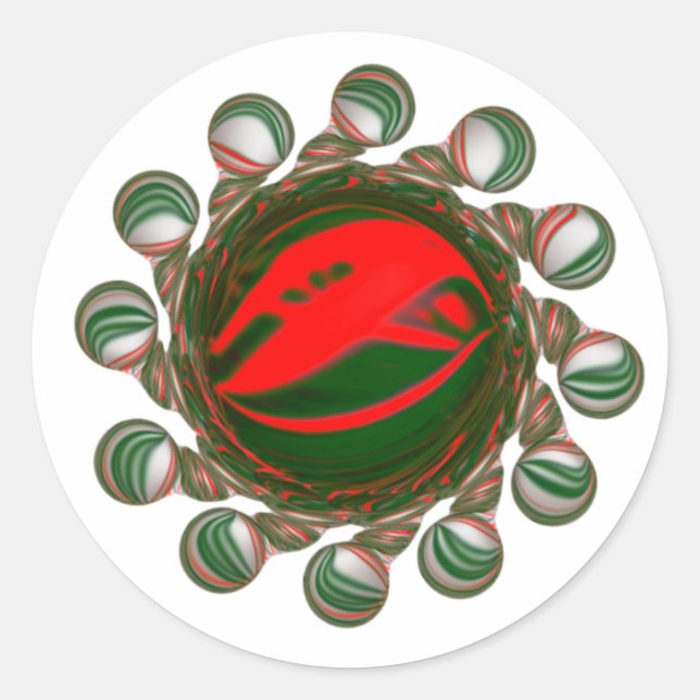 Red Jewel Classic Round Sticker (Front)