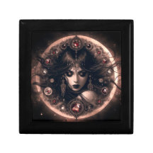 Red Jewel Goddess Wooden Jewelry Keepsake Box