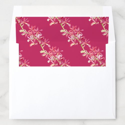Red jewel orchid flower watercolor art  envelope liner