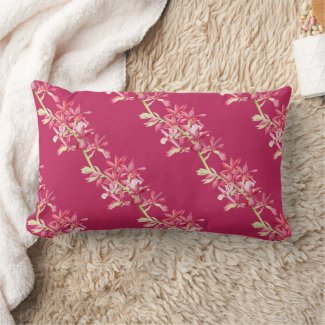 Red jewel orchid flower watercolor art  throw pillow
