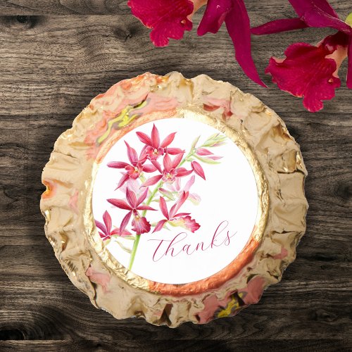 Red jewel orchid watercolor wedding thanks reeses peanut butter cups