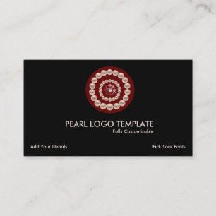 Red Jewel & Pearls Logo - White Cultured Pearls Business Card