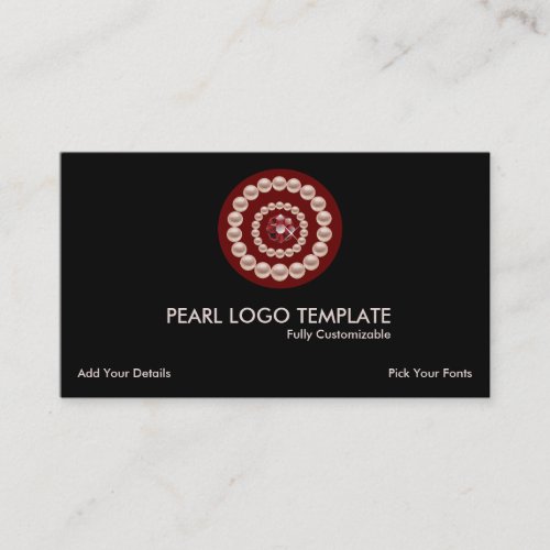 Red Jewel  Pearls Logo _ White Cultured Pearls Business Card