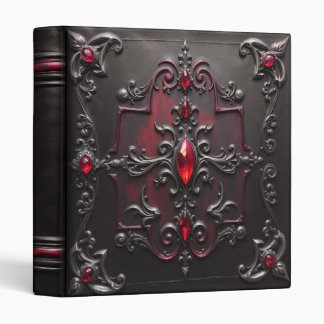 Red Jeweled Black Leather Vampire Gothic 3 Ring Binder