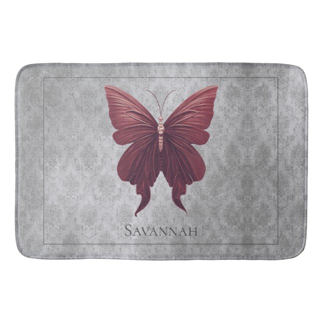 Red Jeweled Butterfly Bath Mat (Front)