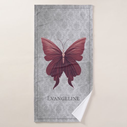 Red Jeweled Butterfly Bath Towel Set