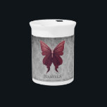 Red Jeweled Butterfly Beverage Pitcher<br><div class="desc">Serve your hot or cold beverages with this unique Jeweled Butterfly Personalized Porcelain Pitcher. Pitcher design features a vibrant jeweled butterfly against an elegant vintage gray damask pattern. Additional gift items available with this design as well as a variety of colors.</div>