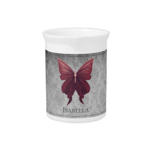 Red Jeweled Butterfly Beverage Pitcher