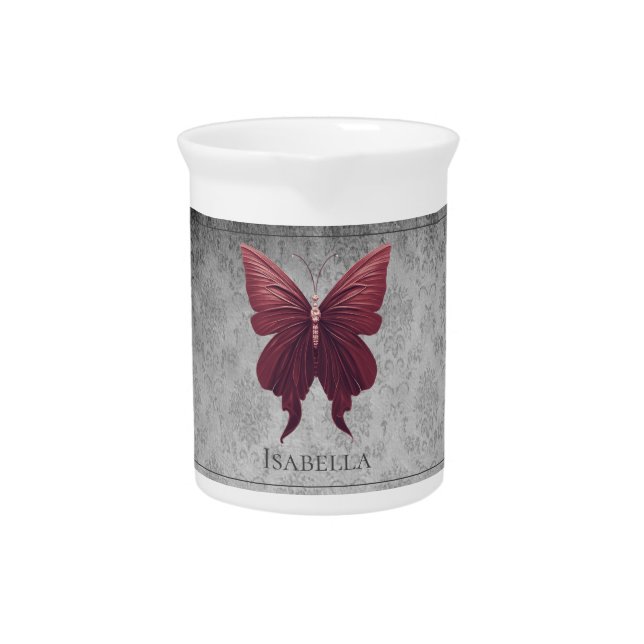 Red Jeweled Butterfly Beverage Pitcher (Front)