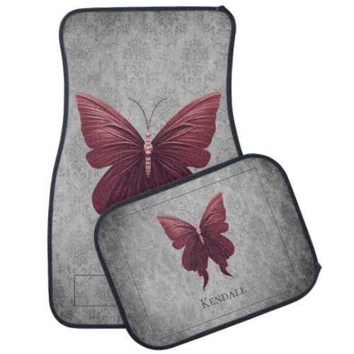 Red Jeweled Butterfly Car Floor Mat