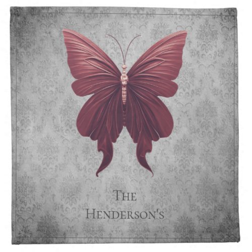 Red Jeweled Butterfly Cloth Napkin