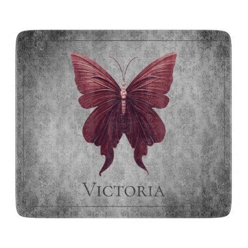 Red Jeweled Butterfly Cutting Board