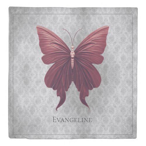 Red Jeweled Butterfly Duvet Cover