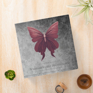 Red Jeweled Butterfly Family Photo Album 3 Ring Binder