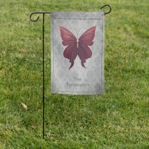 Red Jeweled Butterfly Garden Flag