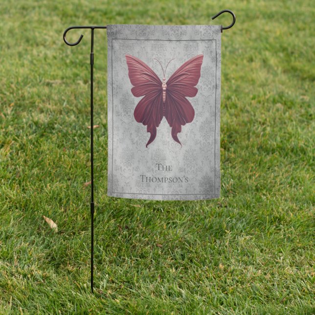 Red Jeweled Butterfly Garden Flag (In SItu)