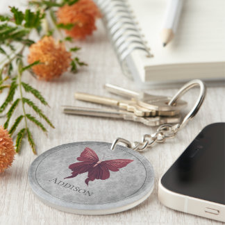 Red Jeweled Butterfly Keychain