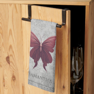 Red Jeweled Butterfly Kitchen Towel