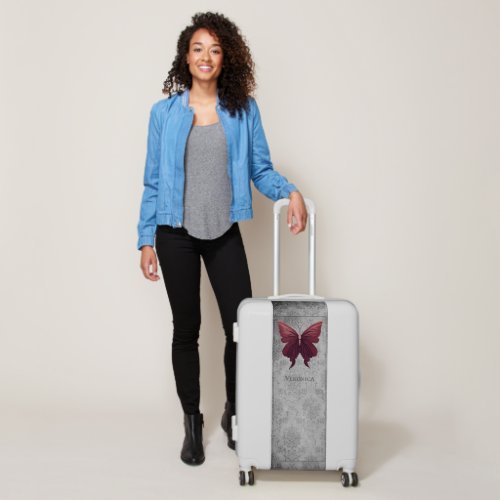 Red Jeweled Butterfly Luggage