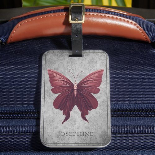 Red Jeweled Butterfly Luggage Tag