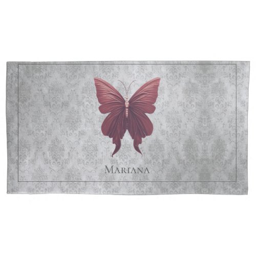 Red Jeweled Butterfly Pillow Case