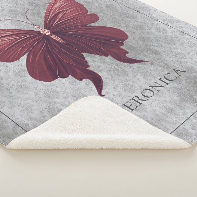 Red Jeweled Butterfly Sherpa Blanket (3/4)