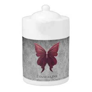 Red Jeweled Butterfly Teapot