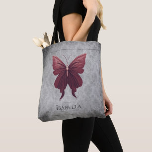 Red Jeweled Butterfly Tote Bag