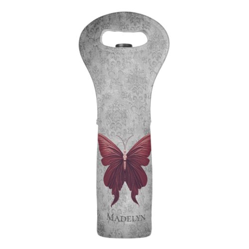 Red Jeweled Butterfly Wine Bag