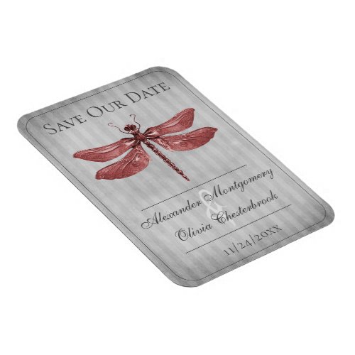 Red Jeweled Dragonfly Save the Date Magnet