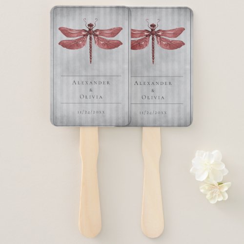 Red Jeweled Dragonfly Wedding Favor Hand Fan