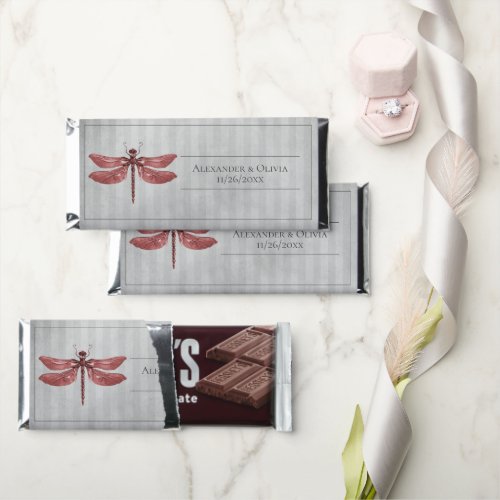 Red Jeweled Dragonfly Wedding Hershey Bar Favors