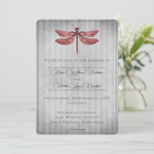 Red Jeweled Dragonfly Wedding Invitation