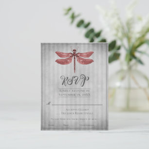 Red Jeweled Dragonfly Wedding RSVP