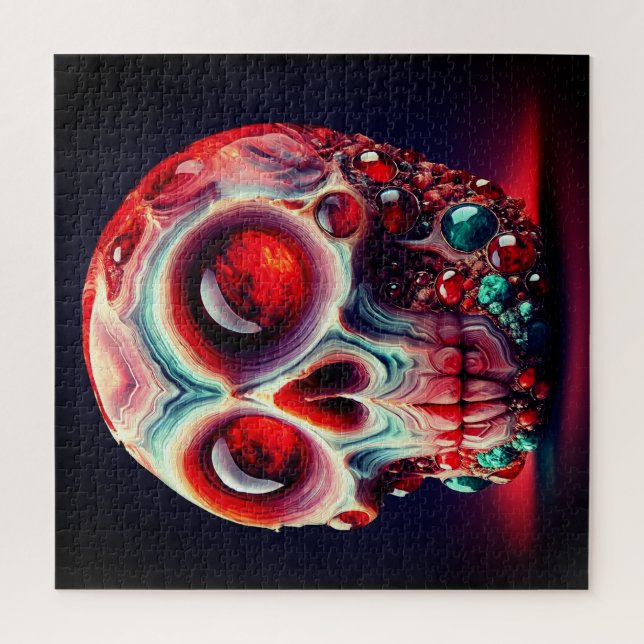Red Jeweled Geode Skull Jigsaw Puzzle (Vertical)
